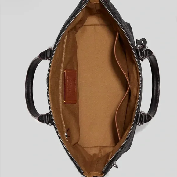 COACH Cara denim with Calfskin shoulder bag - Picture 3 of 12